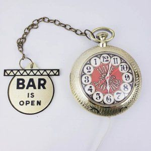 Vintage Spartus Hanging Wall Clock Bar Is Open/Bar is Closed Pocket Watch